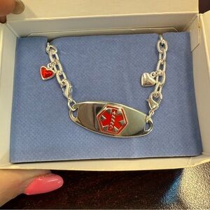 Avon Silver Medic Aware Bracelet with Red charms Asthmatic NIB